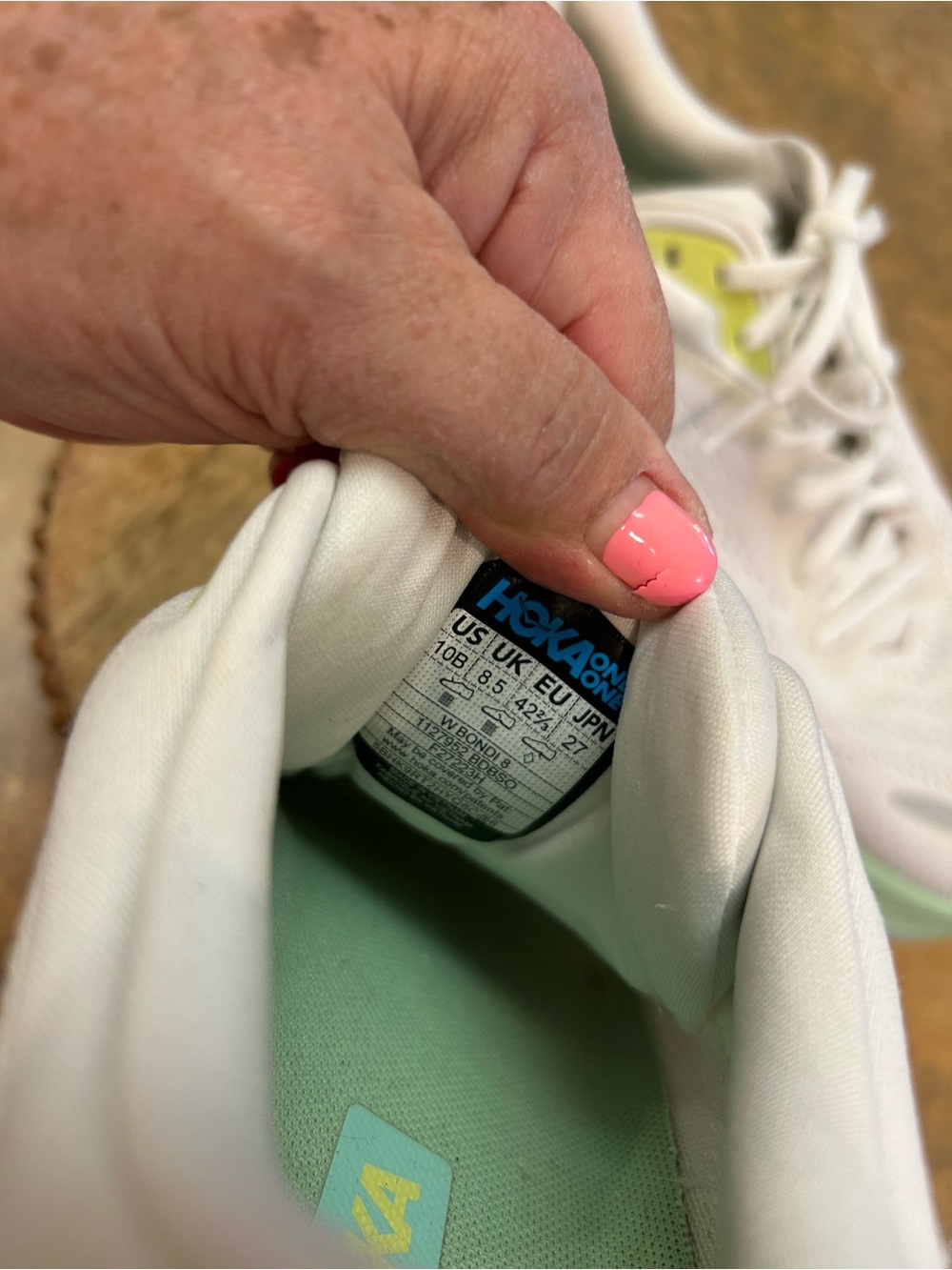 Hoka One Bondi 8 Running Shoe Blanc/Sunlit Ocelon Colorway - Picture 9 of 11
